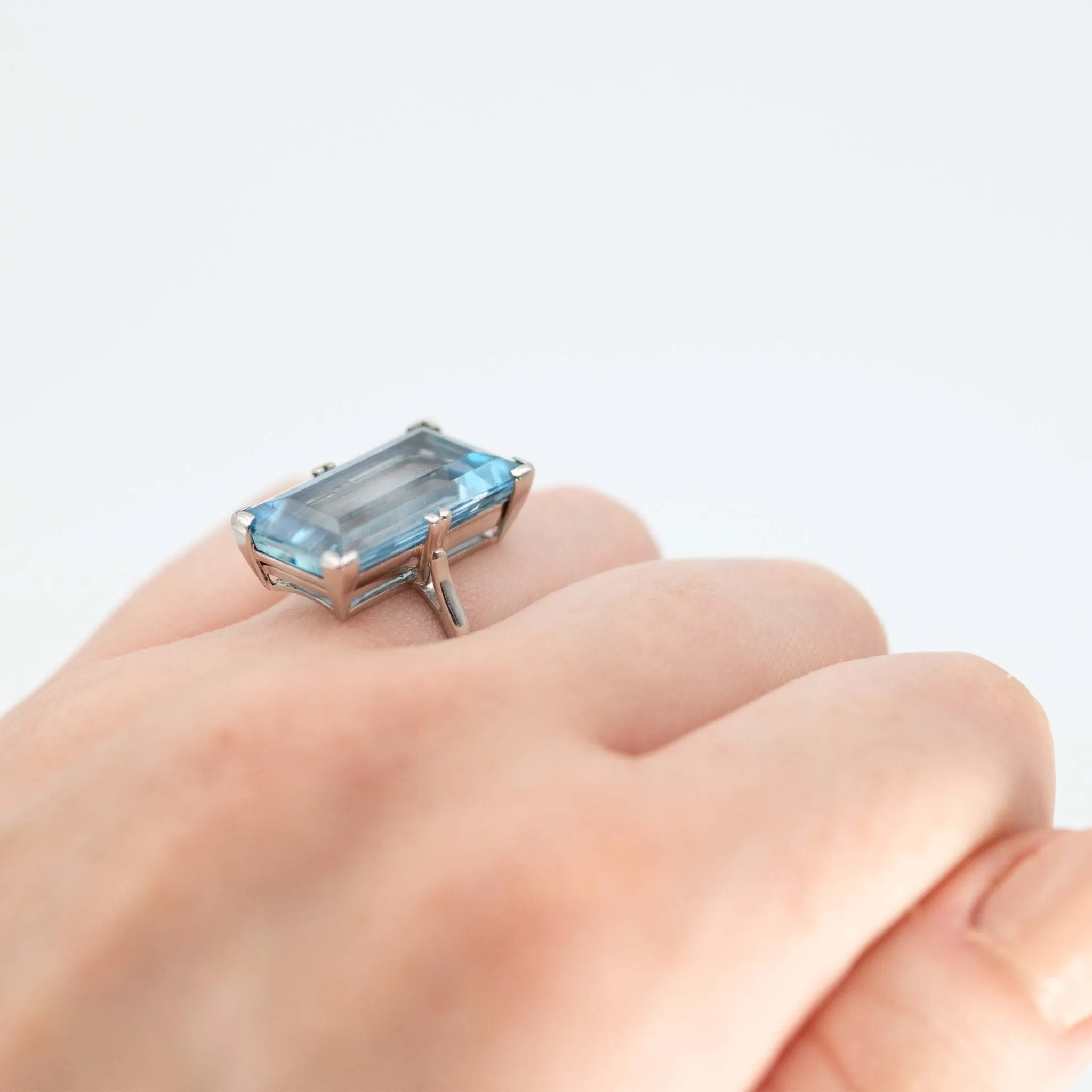 Art Deco 1930's Platinum 12 Carat Aquamarine Ring