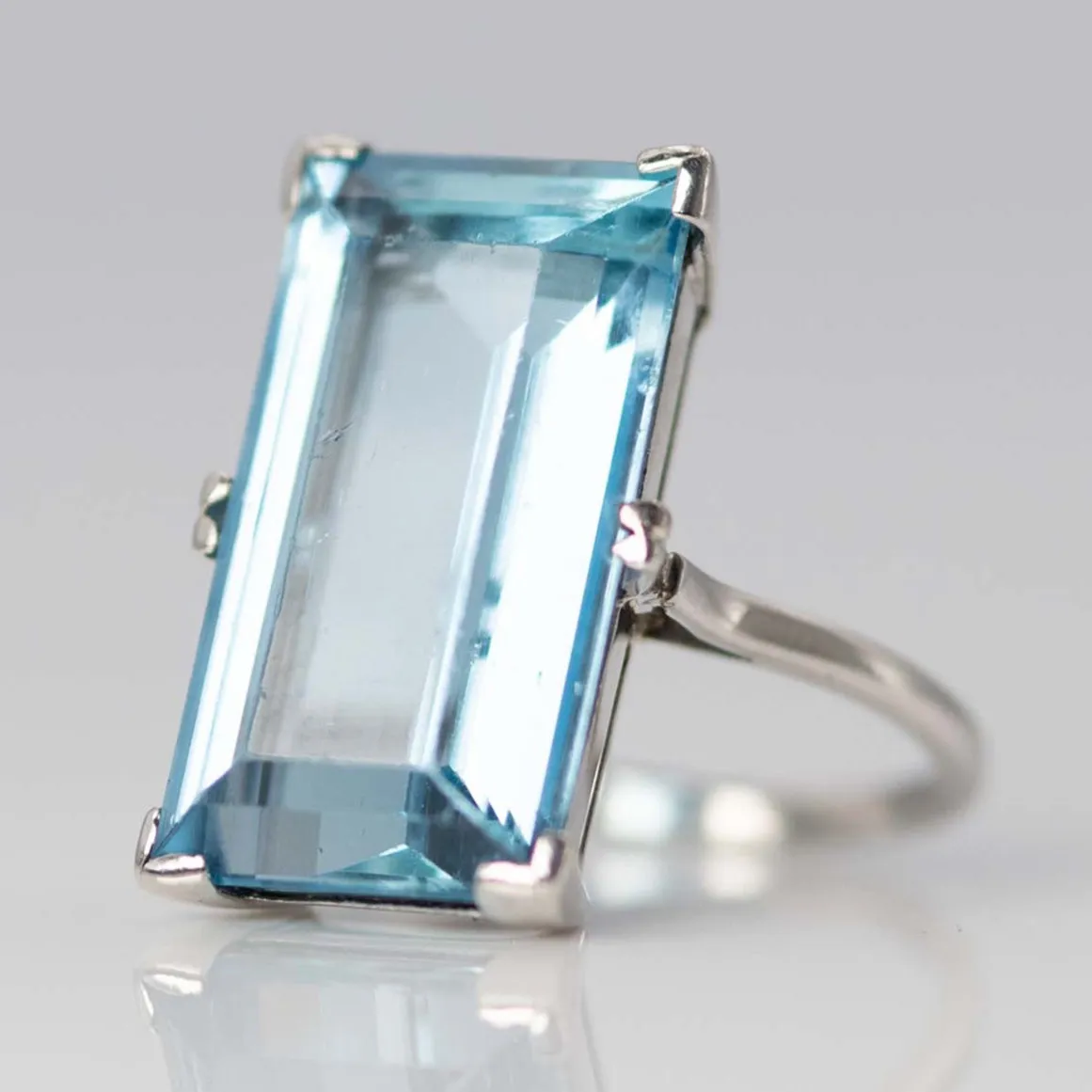 Art Deco 1930's Platinum 12 Carat Aquamarine Ring