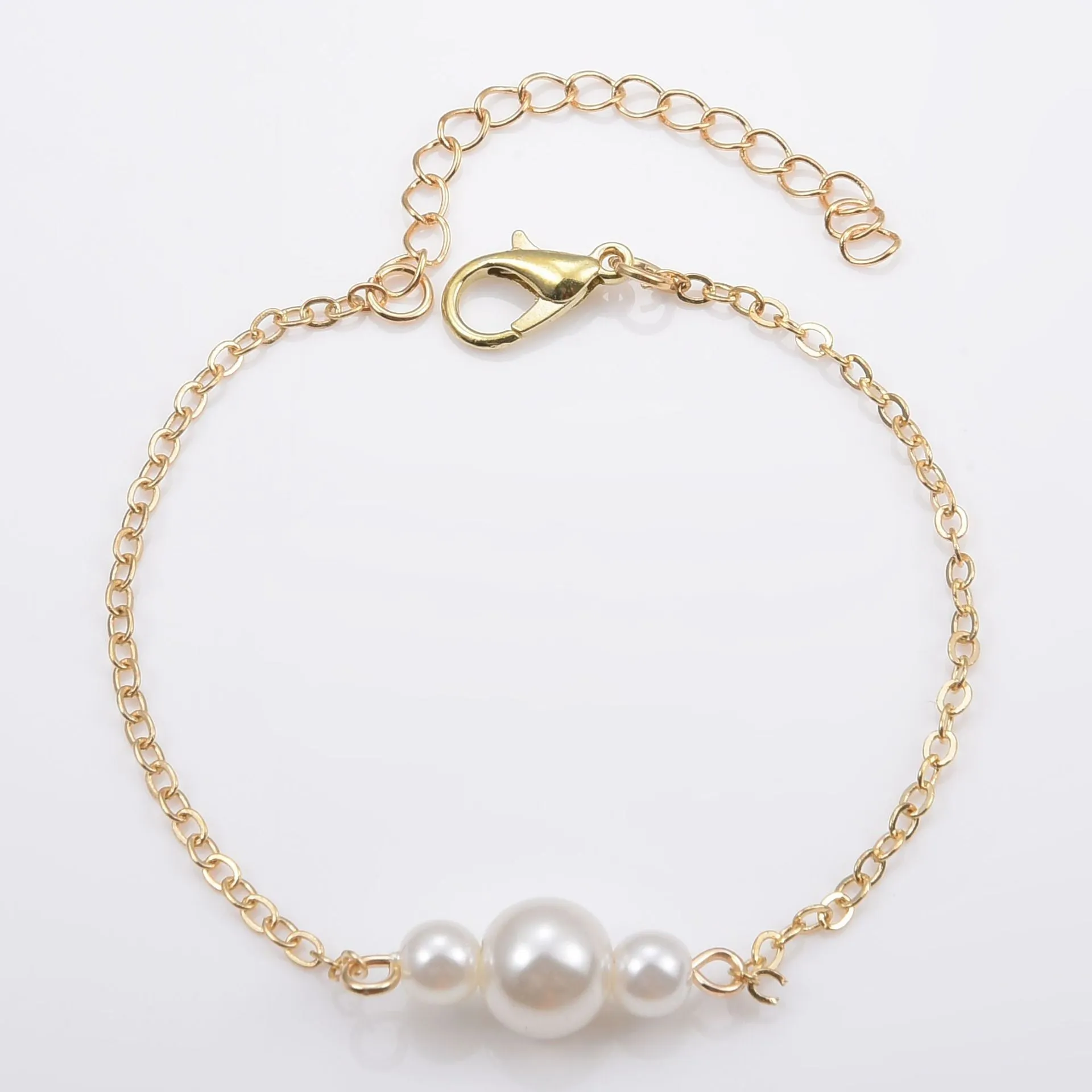 Beaded Pearl Bracelet White Pearl Glossy