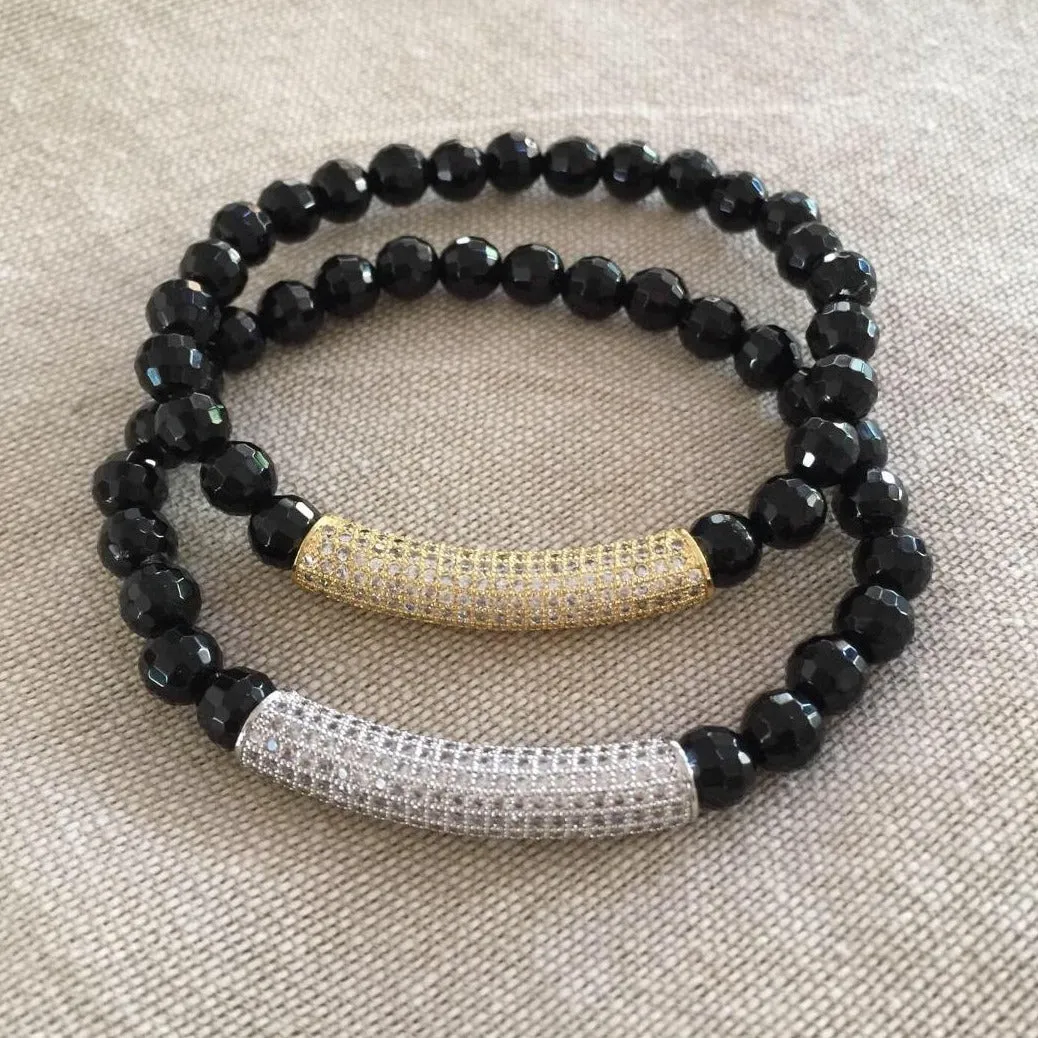 Black Onyx with Pave Bar