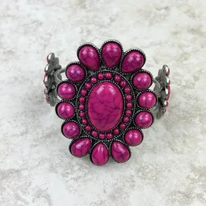 BR211230-02  Natural Stone Concho Cuff Bracelet