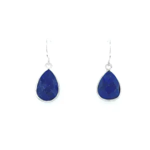 Channel Set Lapis Pear Shape Earrings