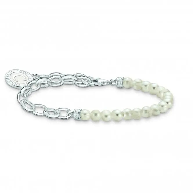 Charmista White Cold Enamel Freshwater Pearl Bracelet A2128-158-14