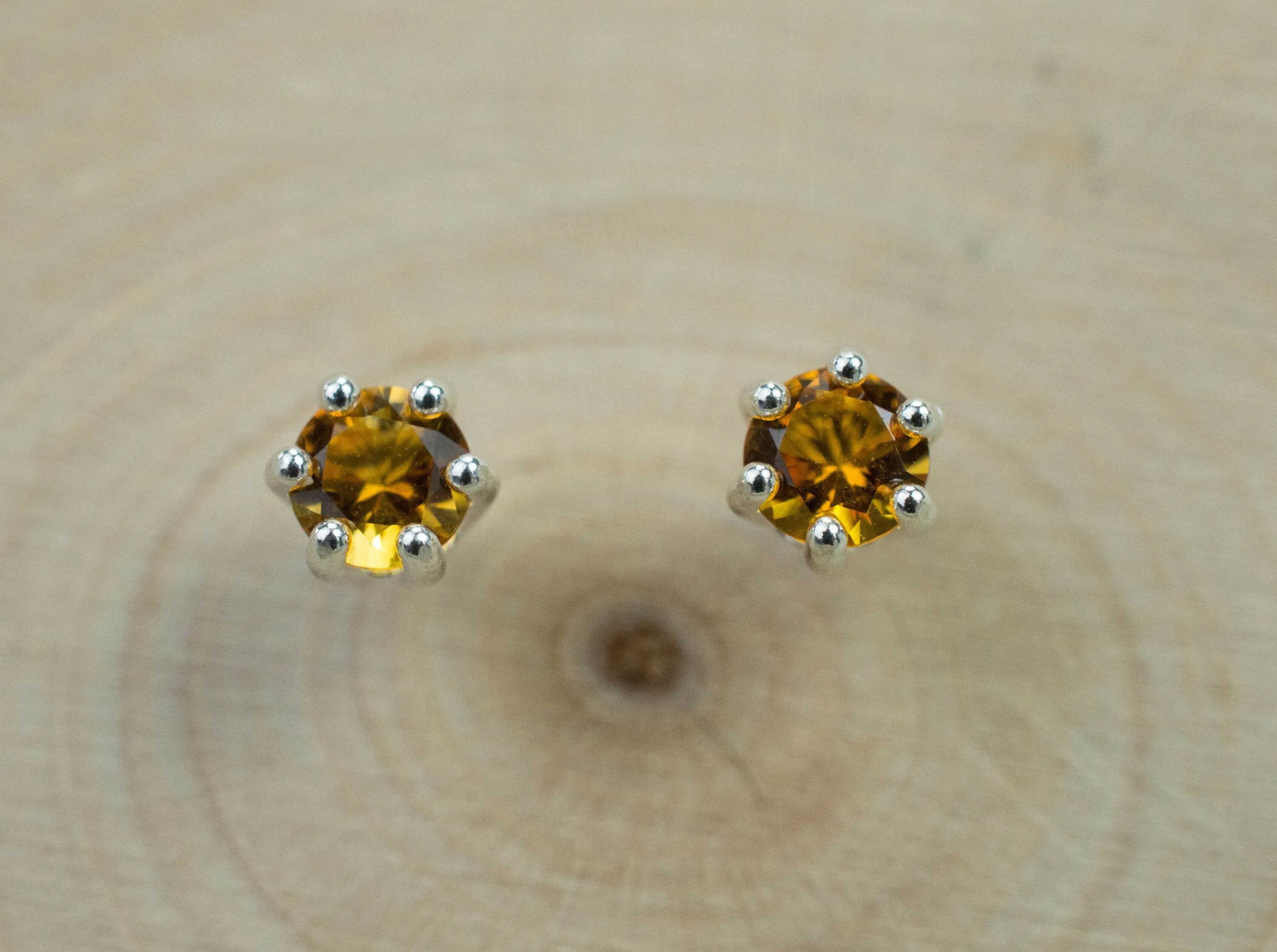 Citrine Earrings; Natural Untreated Uruguay Citrine; 0.400cts