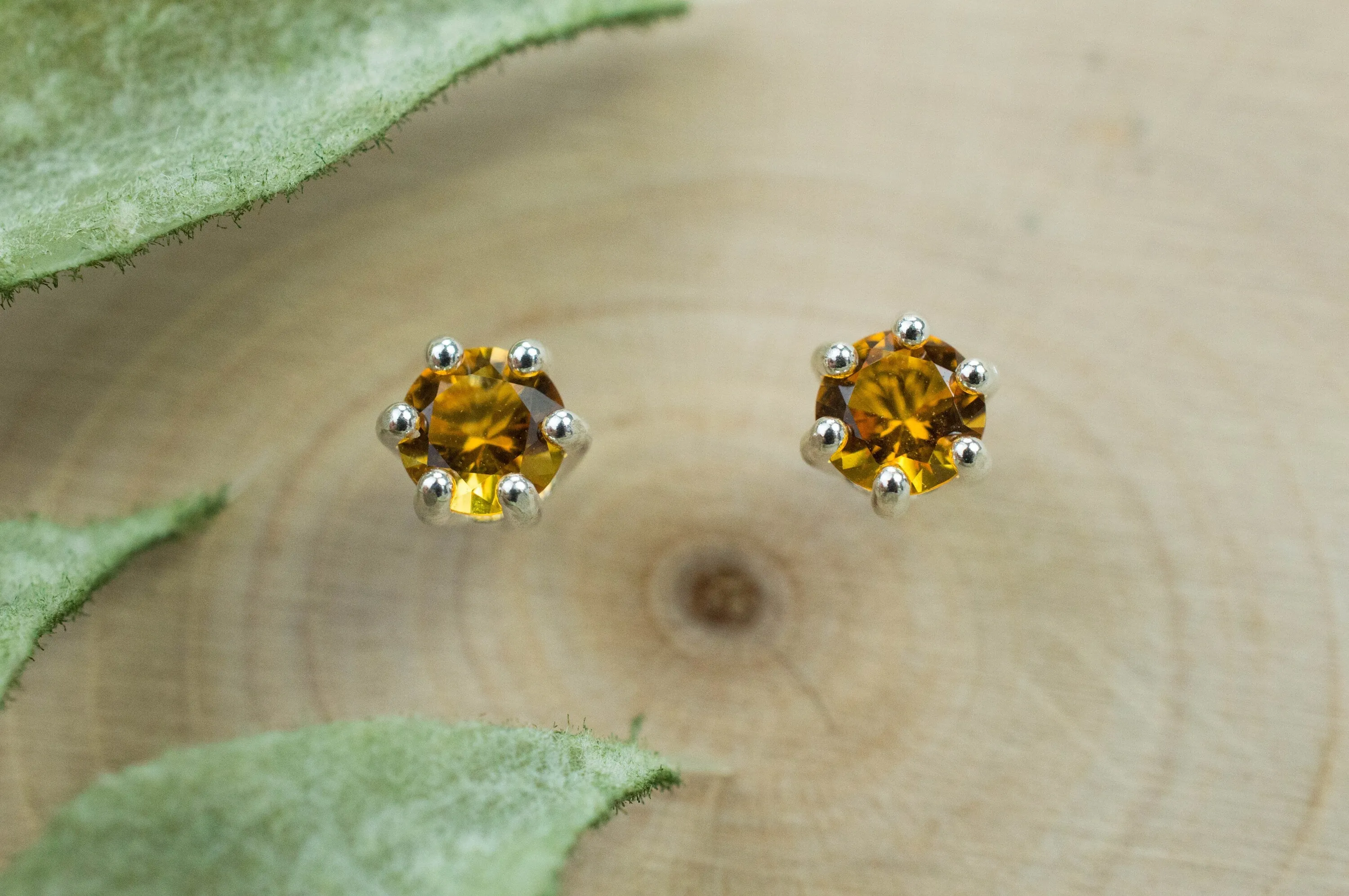 Citrine Earrings; Natural Untreated Uruguay Citrine; 0.400cts