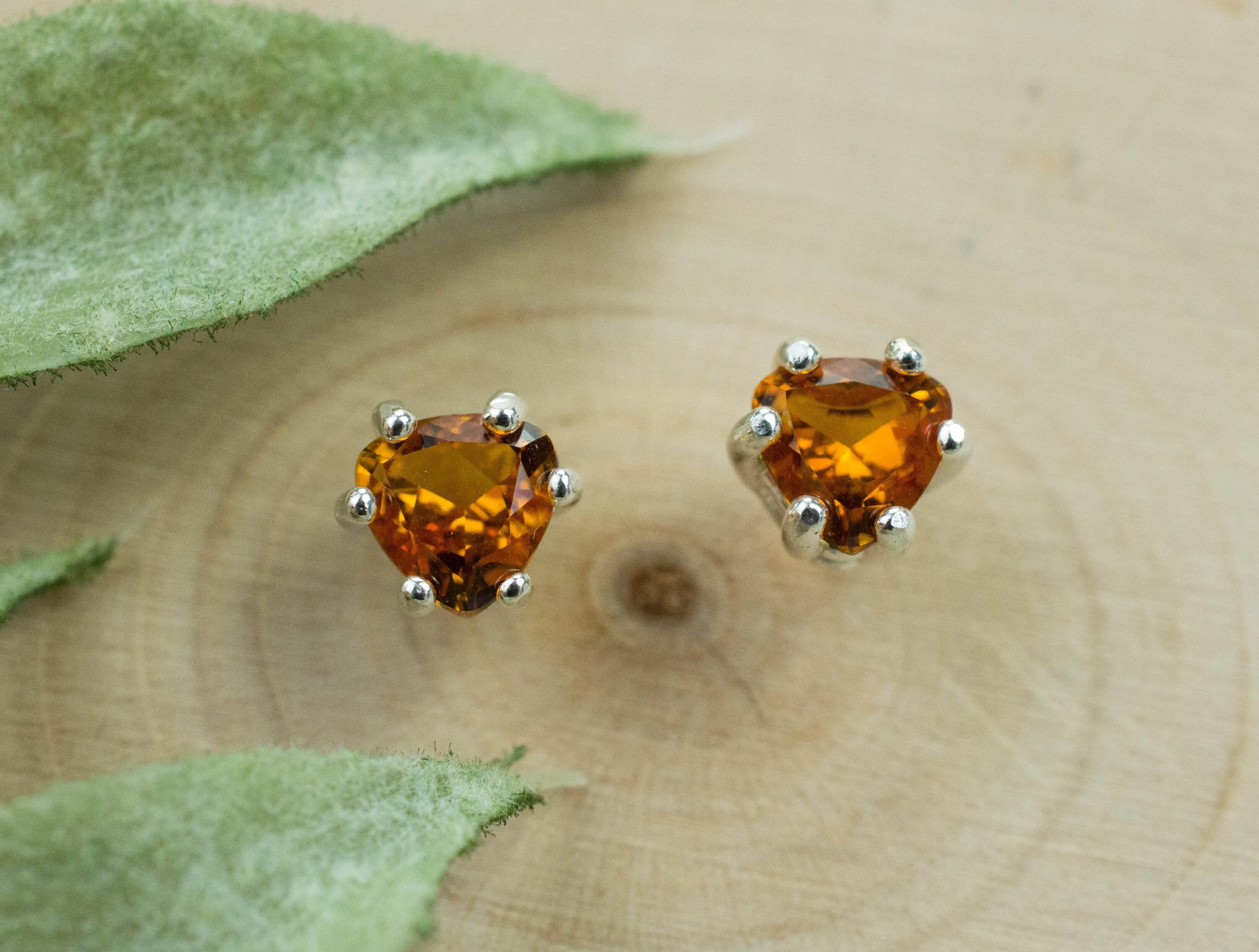 Citrine Earrings; Natural Untreated Uruguay Citrine; 0.710cts