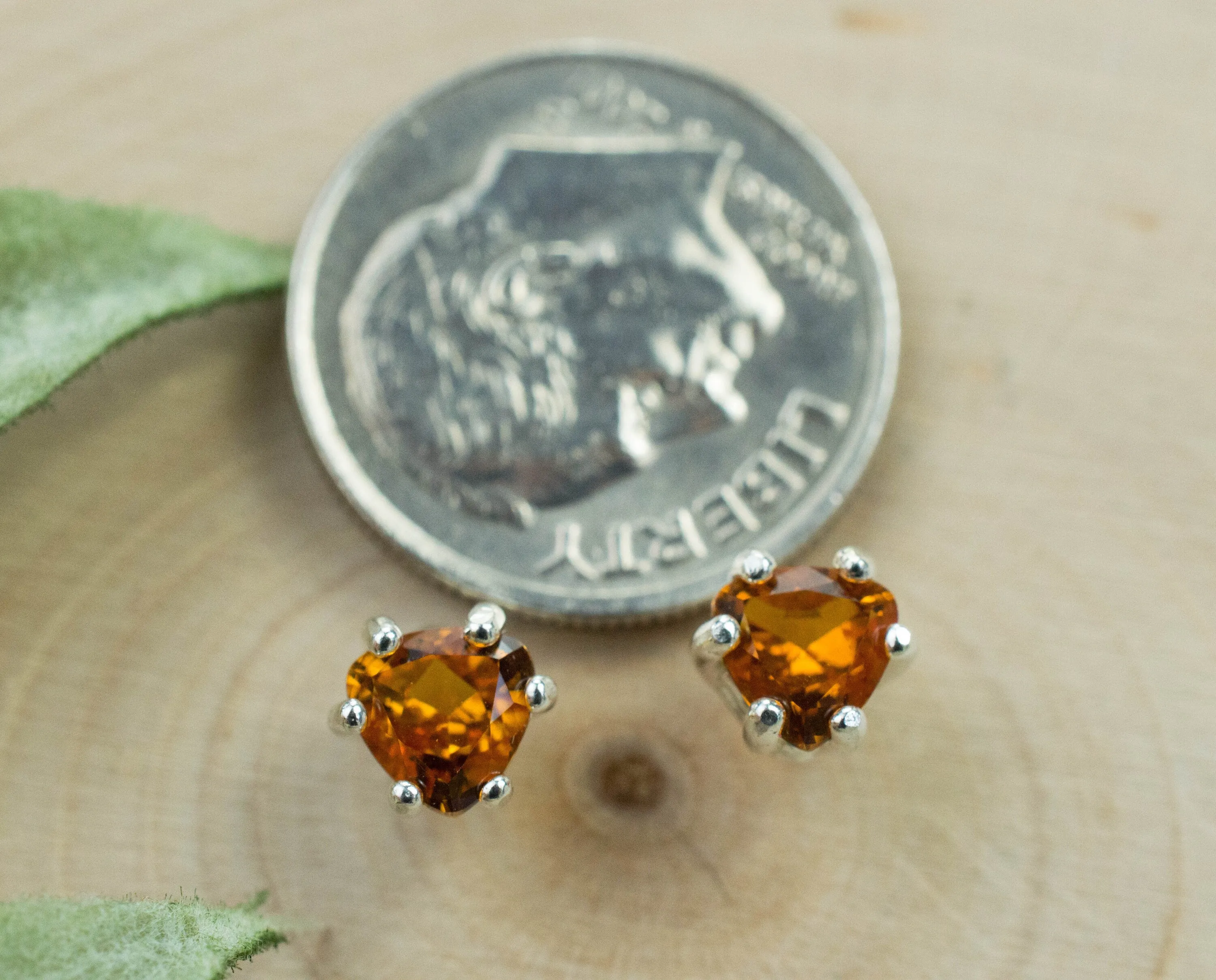 Citrine Earrings; Natural Untreated Uruguay Citrine; 0.710cts