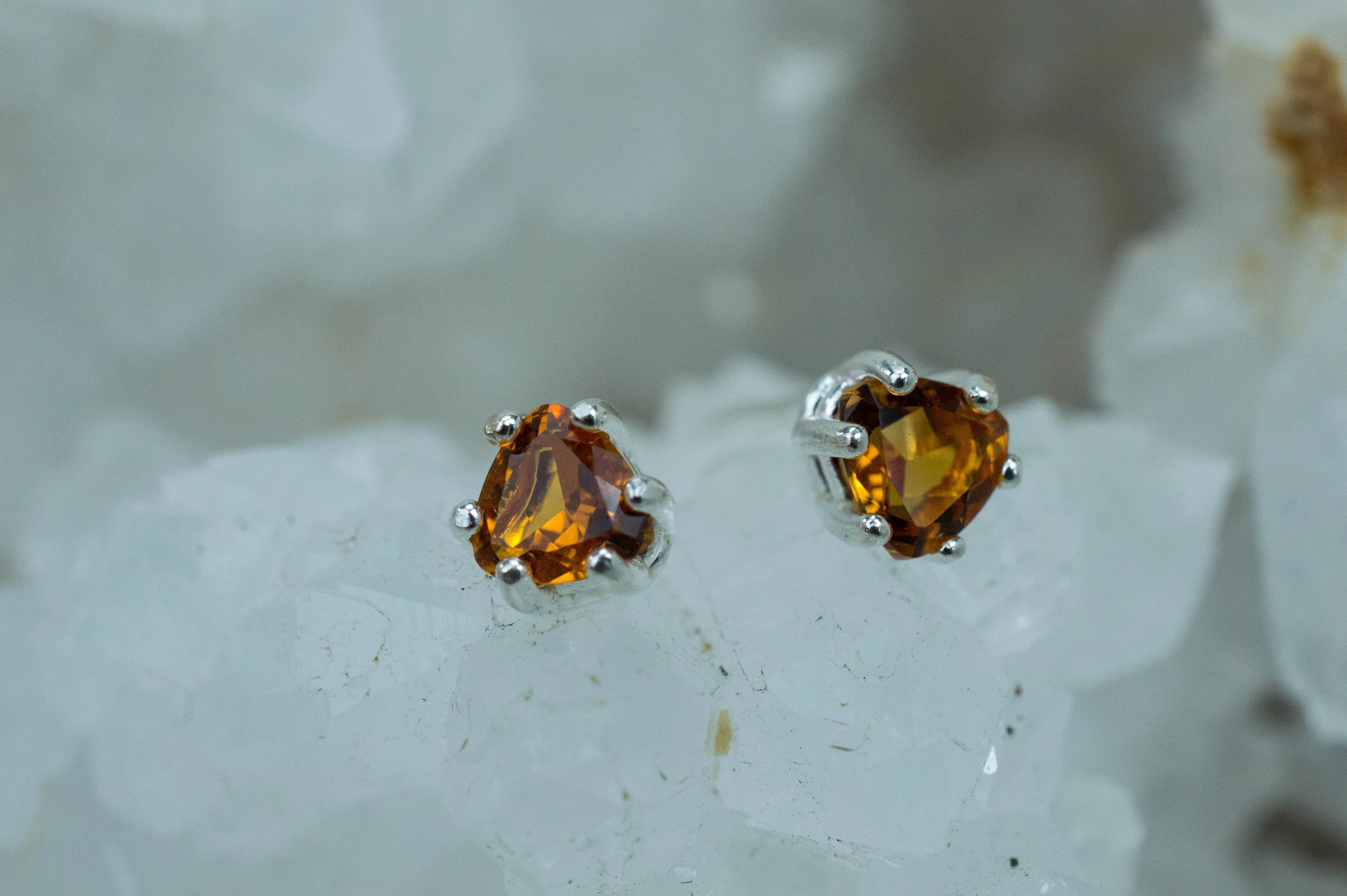 Citrine Earrings; Natural Untreated Uruguay Citrine; 0.710cts