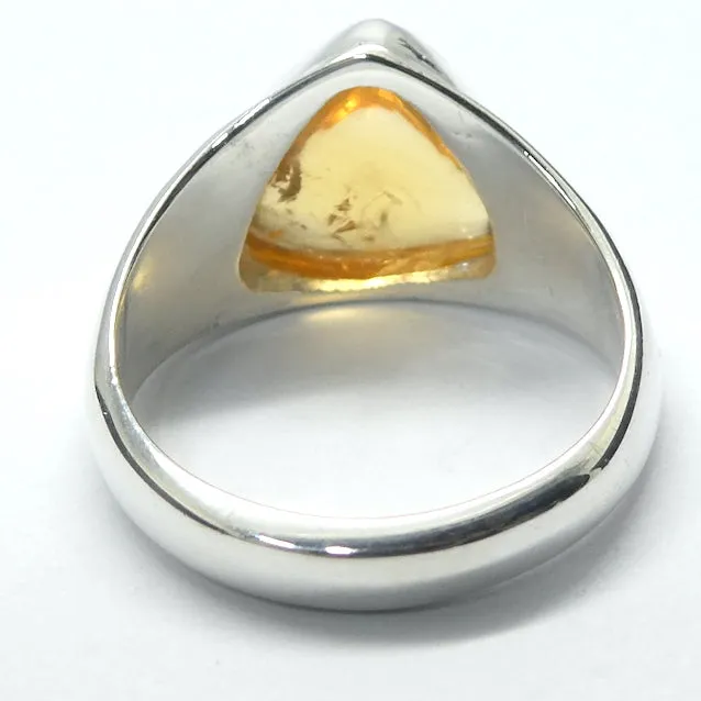 Citrine Ring Cabochon Triangle, 925 Silver, US Size 7,  r1