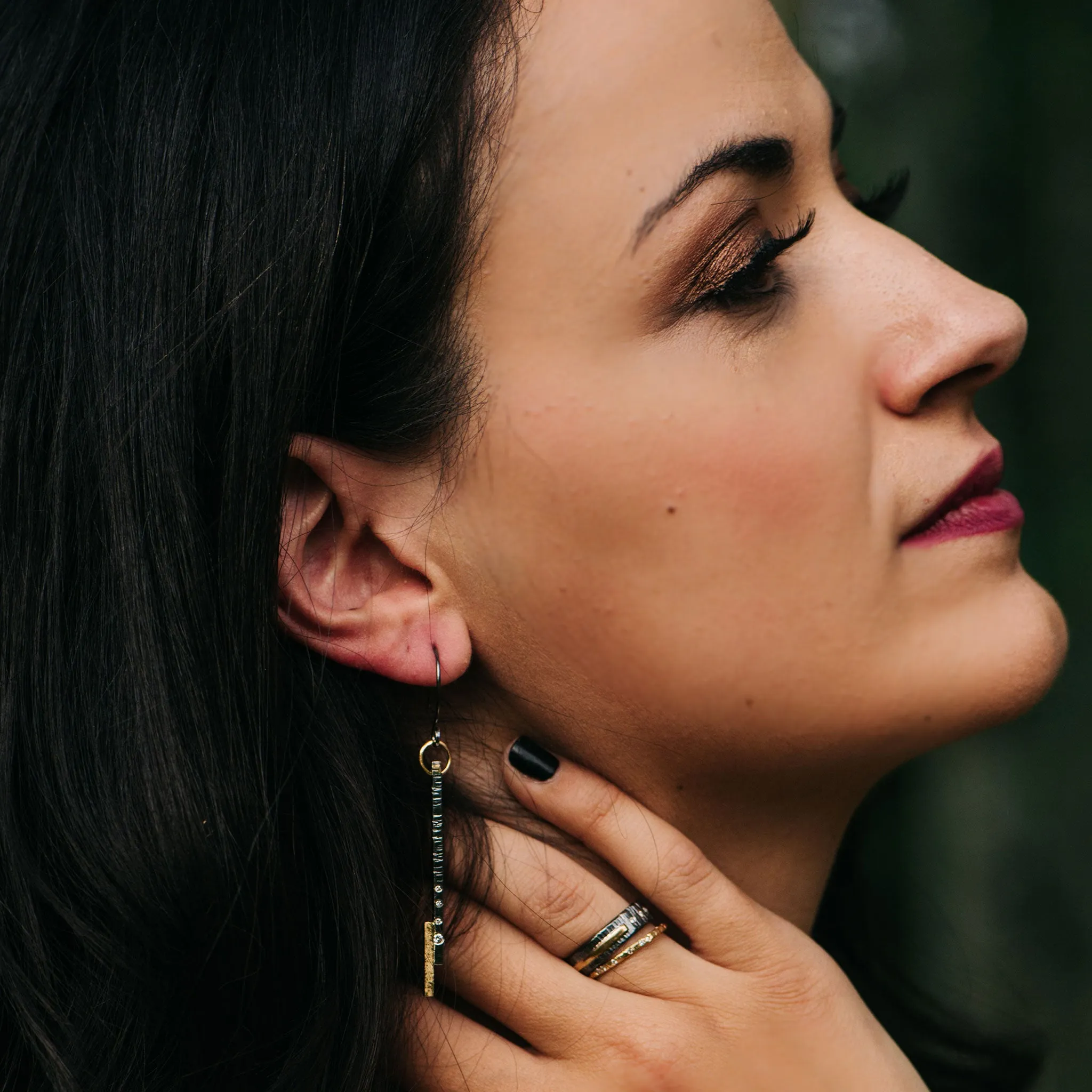 Classic Aspen Band - 18k gold, Oxidized Silver   Reclaimed Diamonds