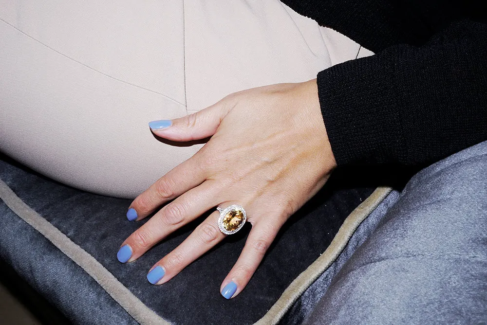 Cocktail Citrin Ring - Weißgold