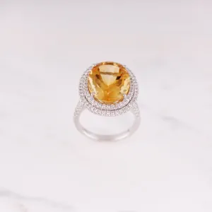 Cocktail Citrin Ring - Weißgold