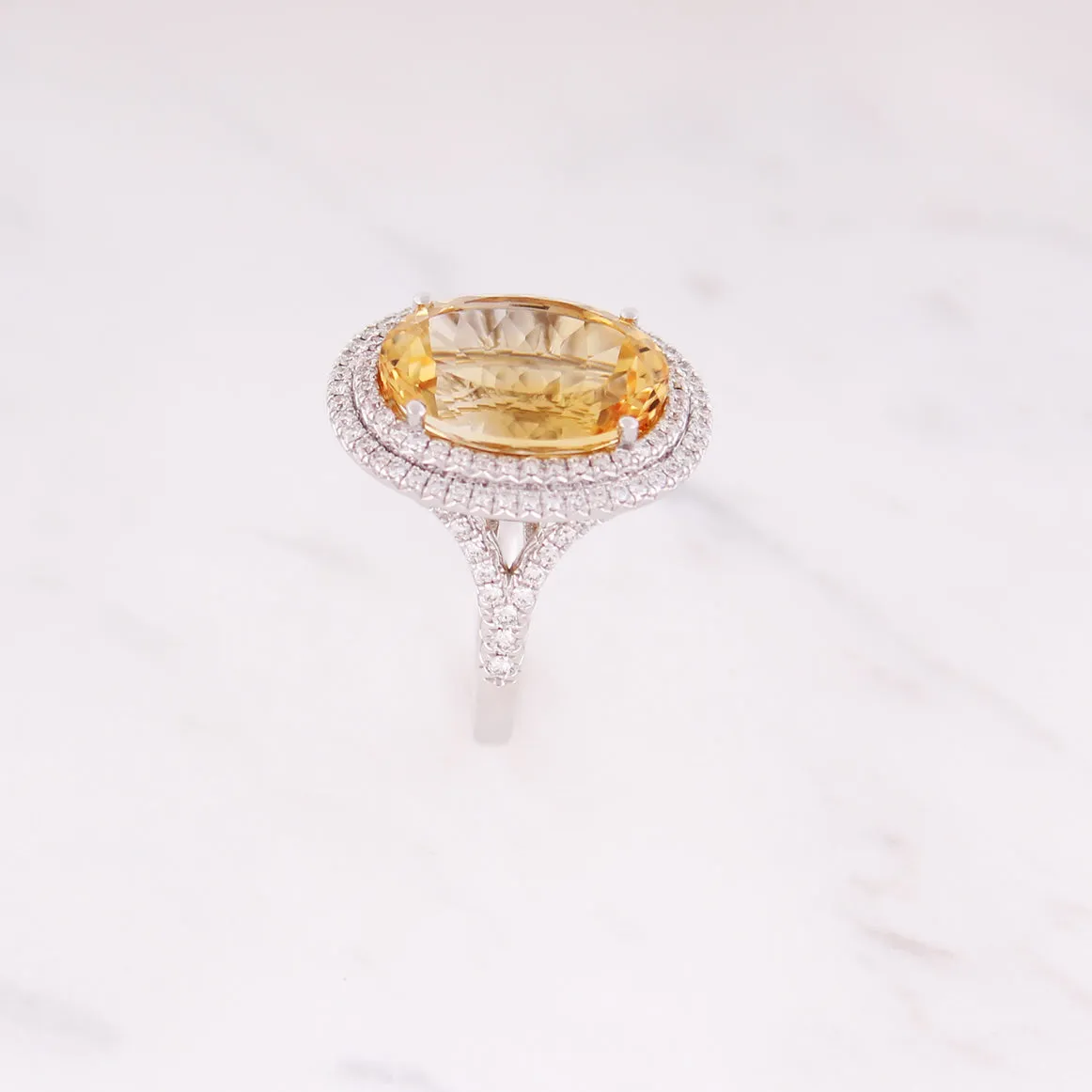 Cocktail Citrin Ring - Weißgold
