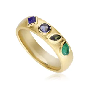 Coded Whispers Gebürsete "Live" Edelstein Ring