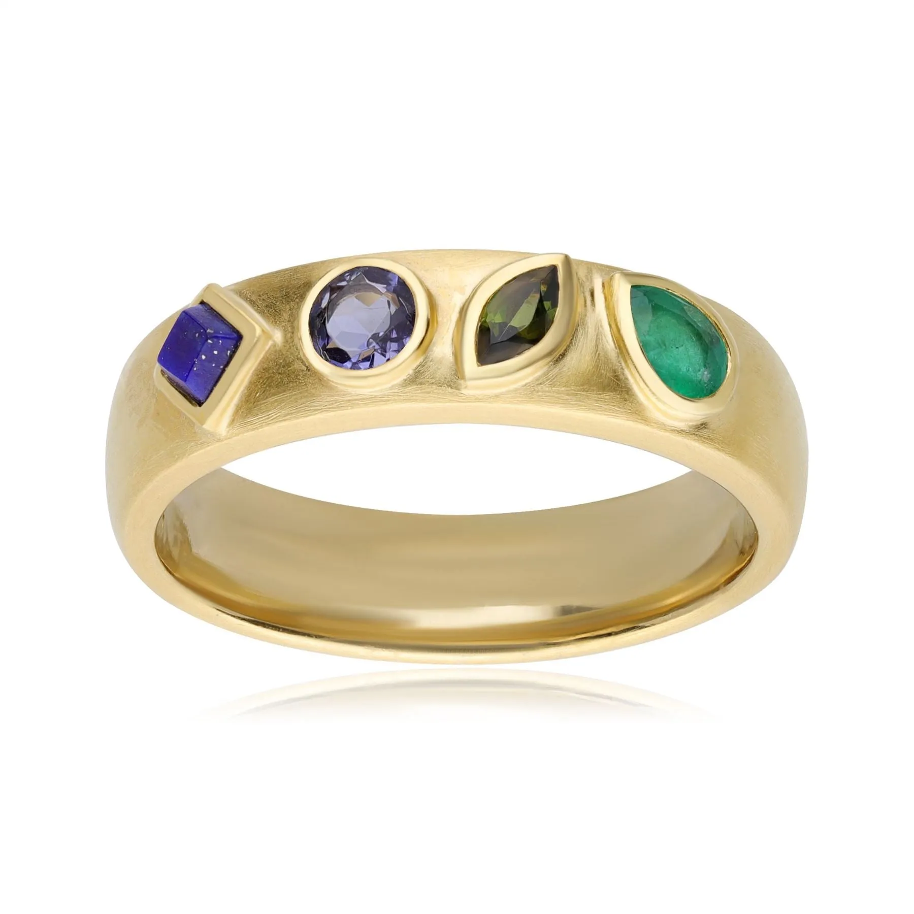 Coded Whispers Gebürsete "Live" Edelstein Ring