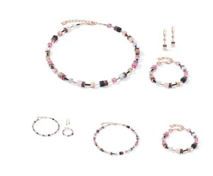 COEUR DE LION NECKLACE/EARRINGS/BRACELET SET Geo Cube Dreamy Pink & Rose Quartz 4905_1910