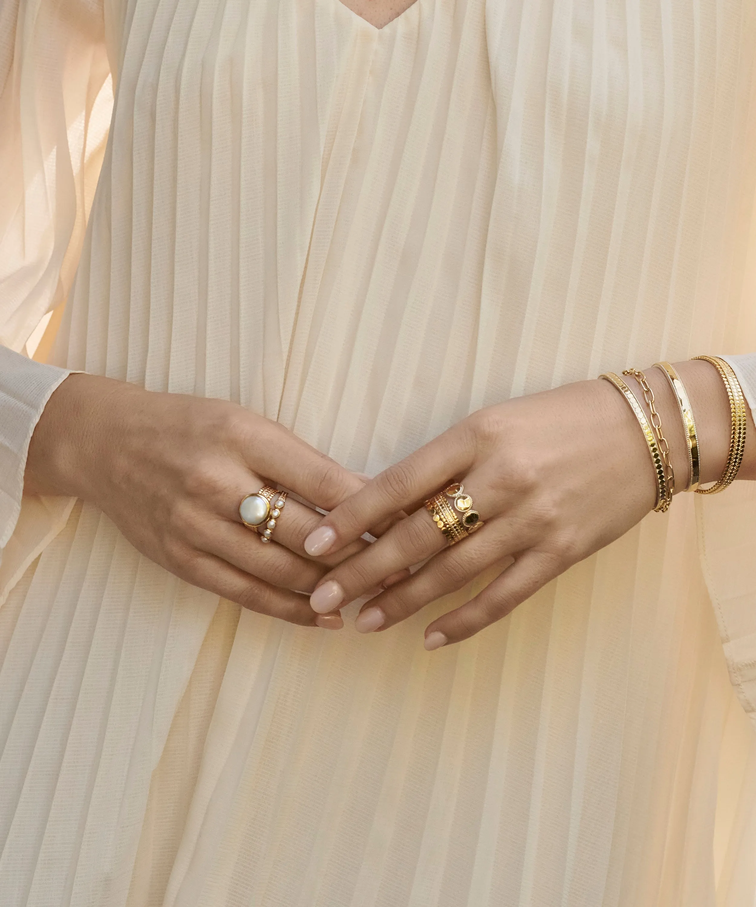 Coin Pearl Scalloped Cocktail Ring - Gold - RG10361-GPL