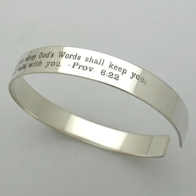 Custom Message Bracelet - Personalized Sterling Silver Bangle Cuff