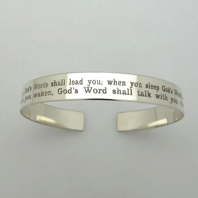 Custom Message Bracelet - Personalized Sterling Silver Bangle Cuff