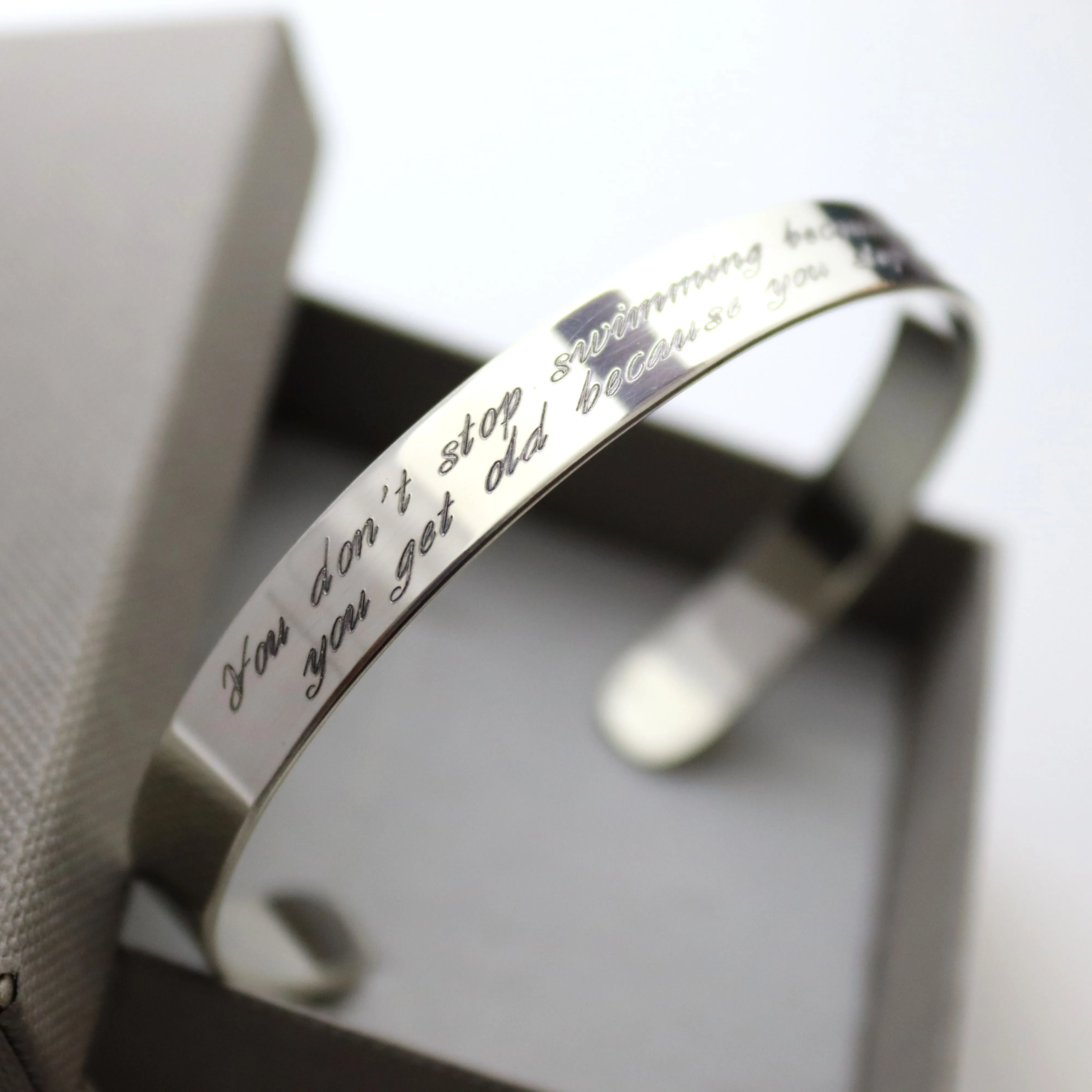 Custom Message Bracelet - Personalized Sterling Silver Bangle Cuff
