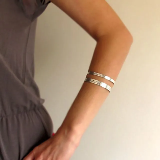 Custom Message Bracelet - Personalized Sterling Silver Bangle Cuff
