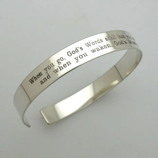 Custom Message Bracelet - Personalized Sterling Silver Bangle Cuff