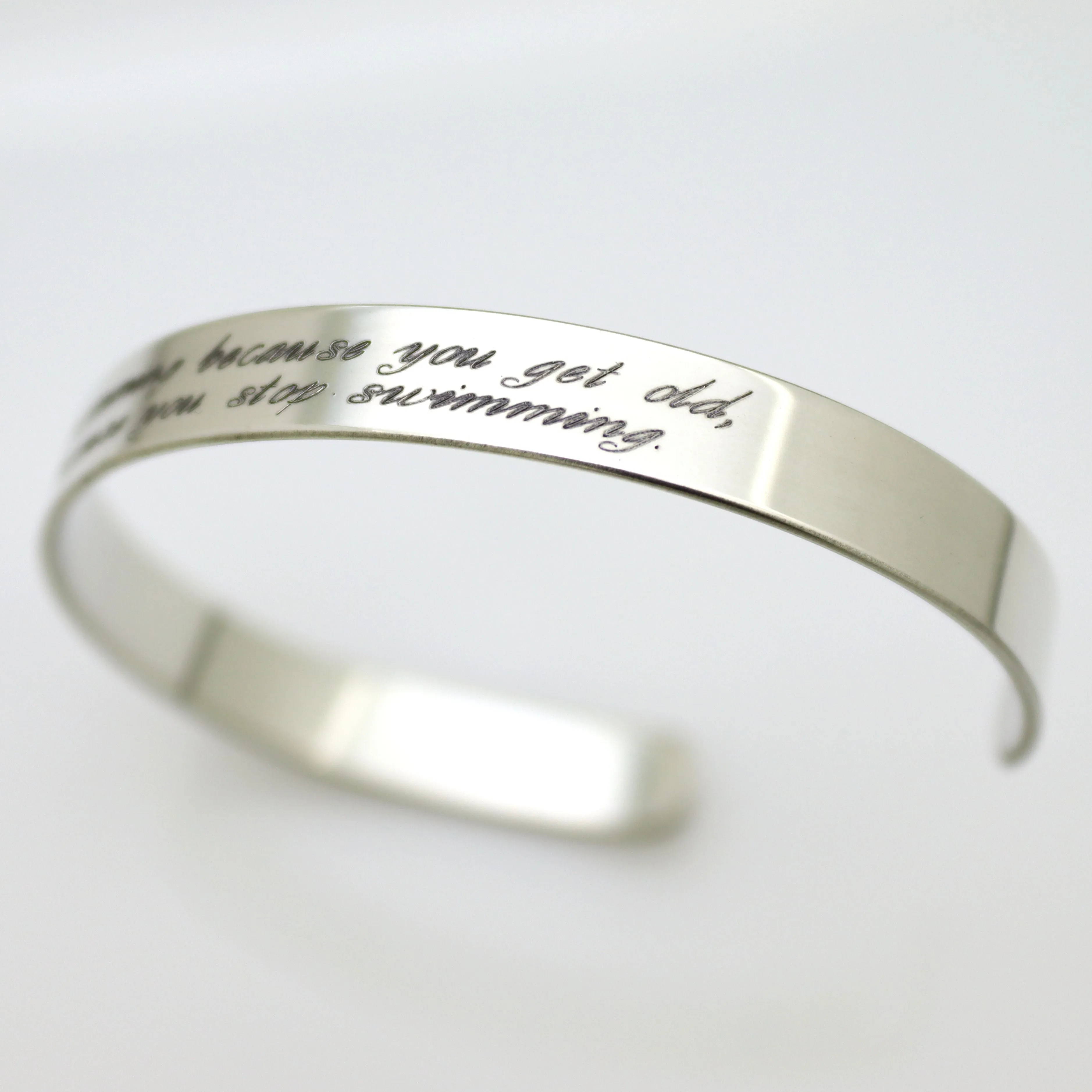 Custom Message Bracelet - Personalized Sterling Silver Bangle Cuff