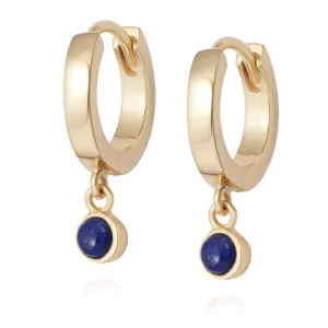 Daisy London Lapis Healing Huggie Hoops 18Ct Gold Plate HE3004_GP