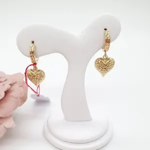 Dangling Heart Diacut Huggies Earrings