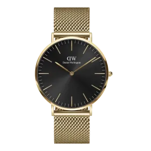 Daniel Wellington Classic Mesh Onyx Gold Watch 40mm