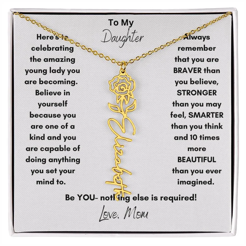 Daughter Gifts| Flower Name Necklace: A Personalized Gift of Love from Mom