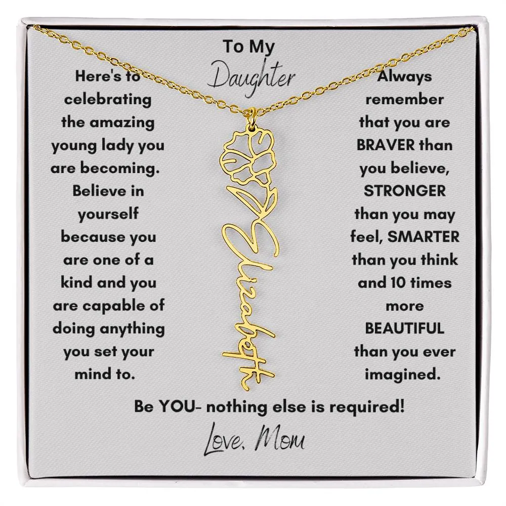 Daughter Gifts| Flower Name Necklace: A Personalized Gift of Love from Mom