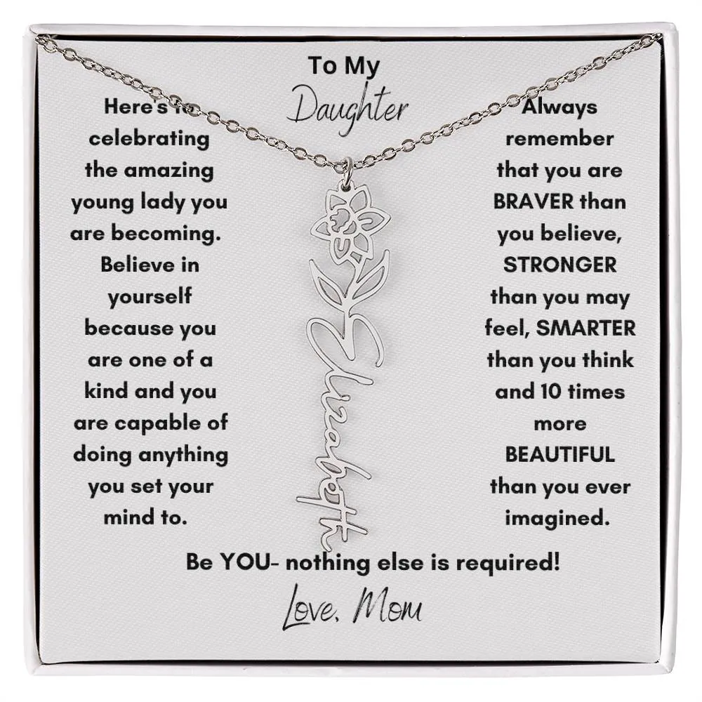 Daughter Gifts| Flower Name Necklace: A Personalized Gift of Love from Mom
