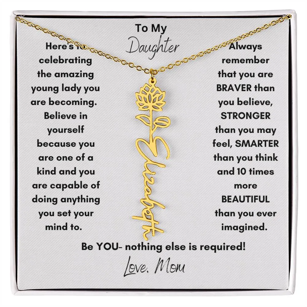 Daughter Gifts| Flower Name Necklace: A Personalized Gift of Love from Mom