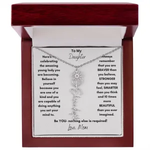 Daughter Gifts| Flower Name Necklace: A Personalized Gift of Love from Mom