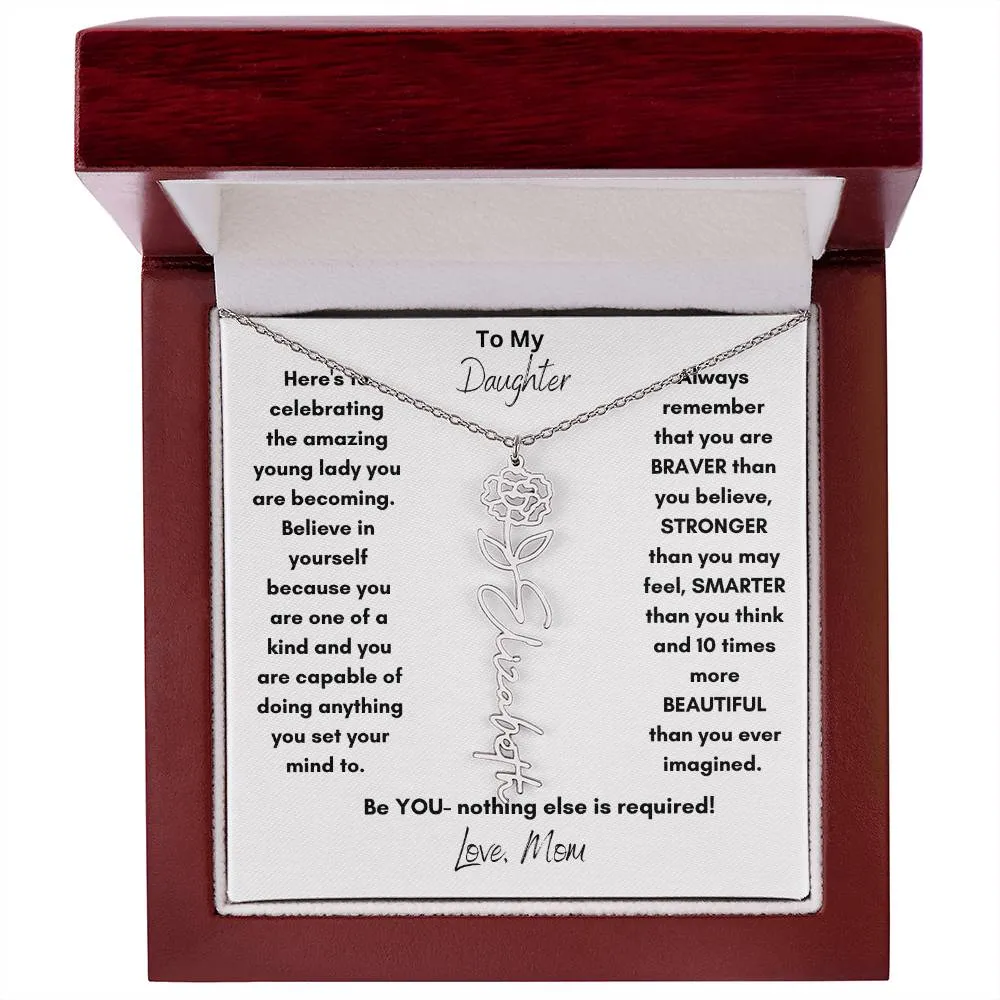 Daughter Gifts| Flower Name Necklace: A Personalized Gift of Love from Mom
