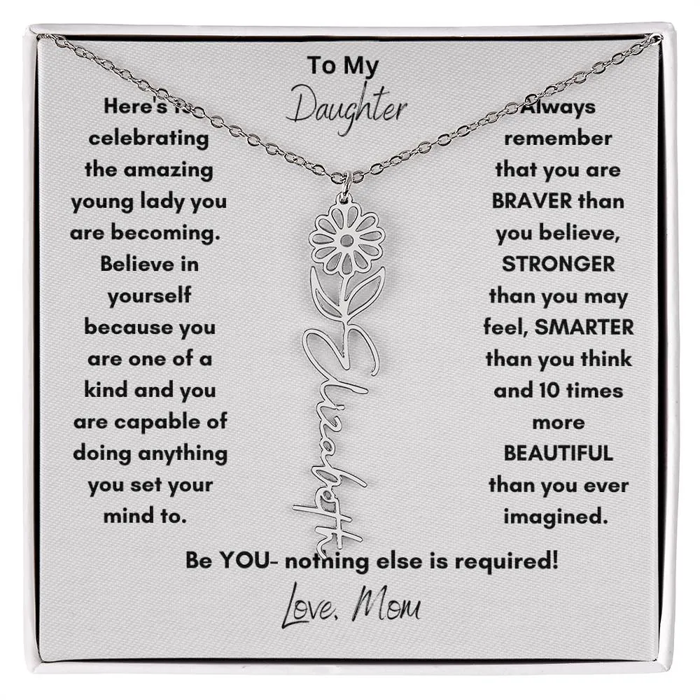 Daughter Gifts| Flower Name Necklace: A Personalized Gift of Love from Mom