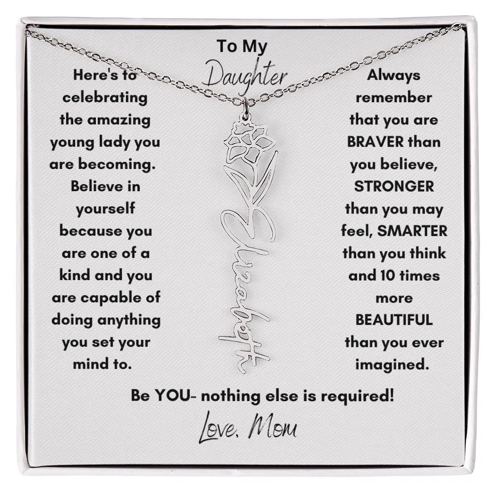 Daughter Gifts| Flower Name Necklace: A Personalized Gift of Love from Mom