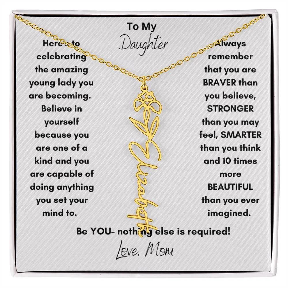 Daughter Gifts| Flower Name Necklace: A Personalized Gift of Love from Mom