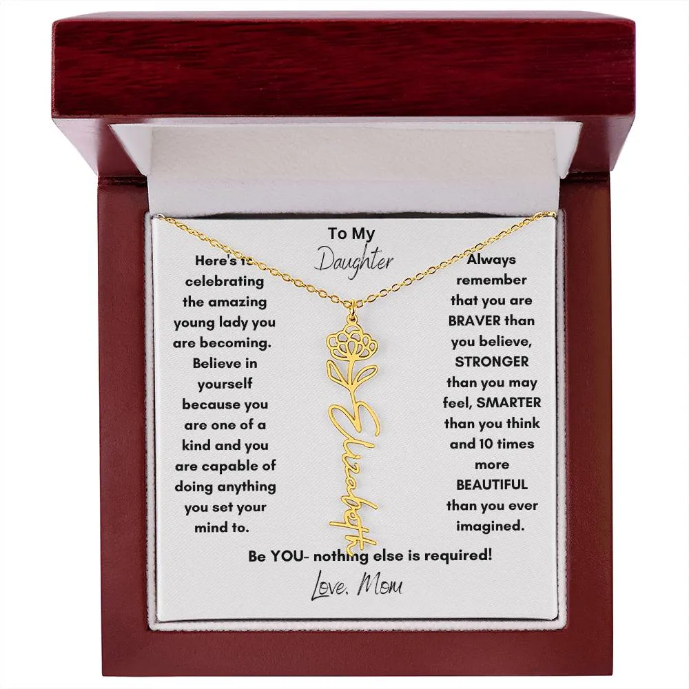 Daughter Gifts| Flower Name Necklace: A Personalized Gift of Love from Mom