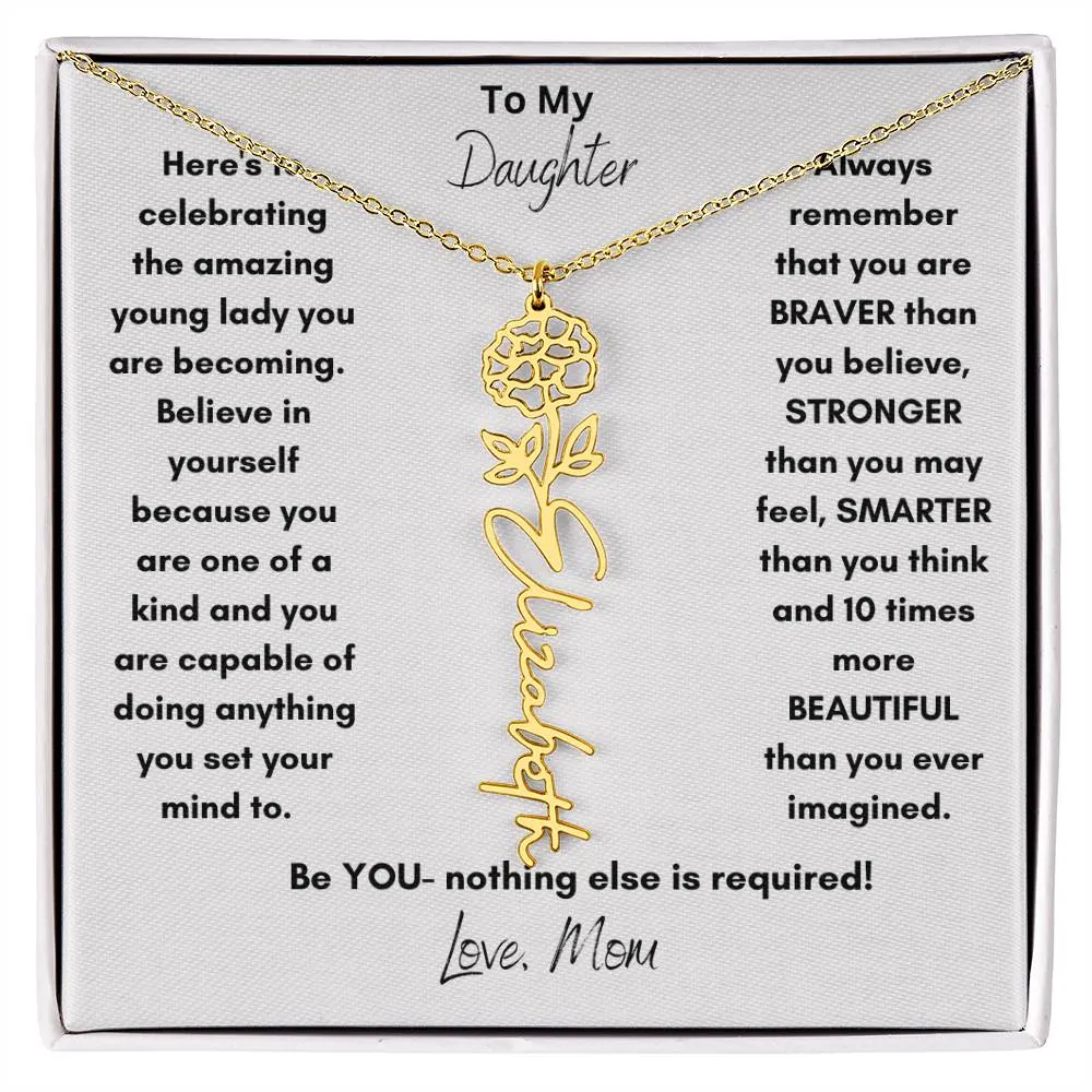 Daughter Gifts| Flower Name Necklace: A Personalized Gift of Love from Mom