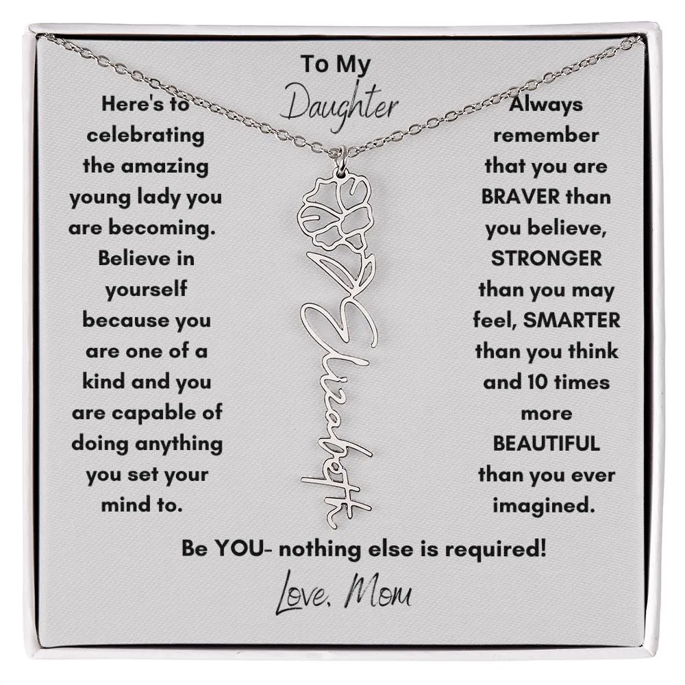 Daughter Gifts| Flower Name Necklace: A Personalized Gift of Love from Mom