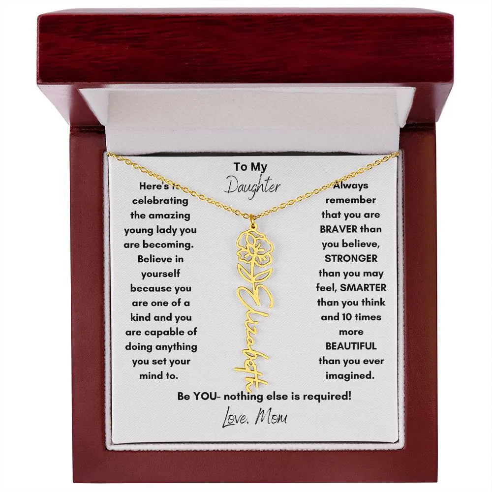 Daughter Gifts| Flower Name Necklace: A Personalized Gift of Love from Mom