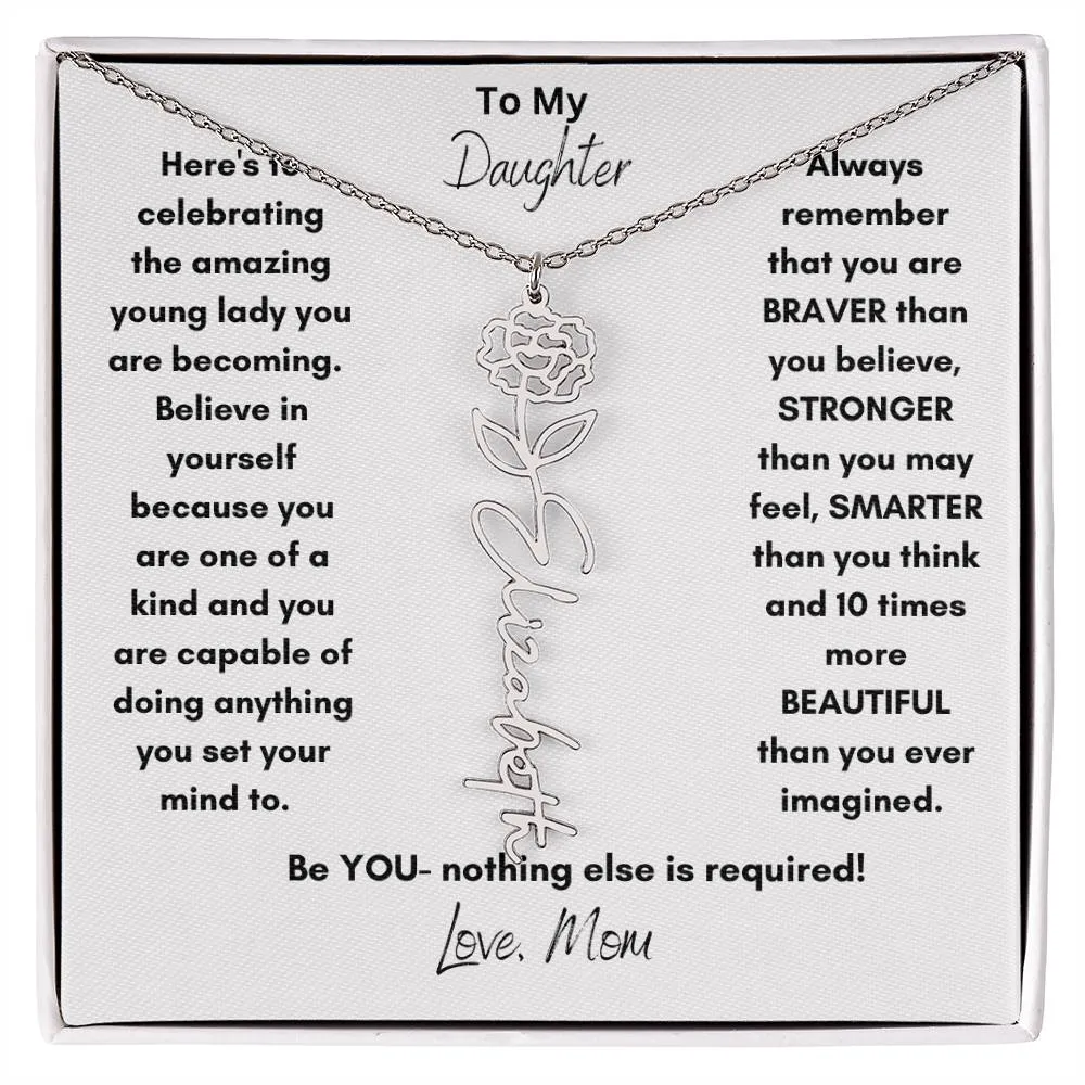 Daughter Gifts| Flower Name Necklace: A Personalized Gift of Love from Mom