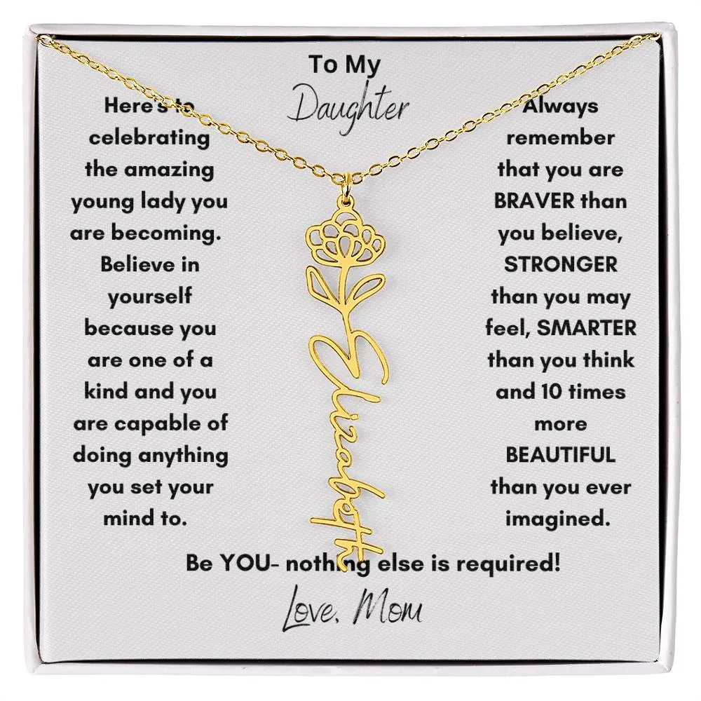 Daughter Gifts| Flower Name Necklace: A Personalized Gift of Love from Mom
