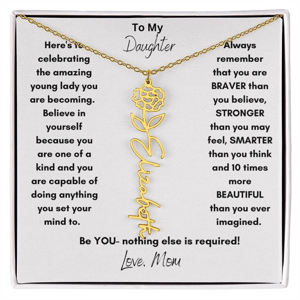 Daughter Gifts| Flower Name Necklace: A Personalized Gift of Love from Mom