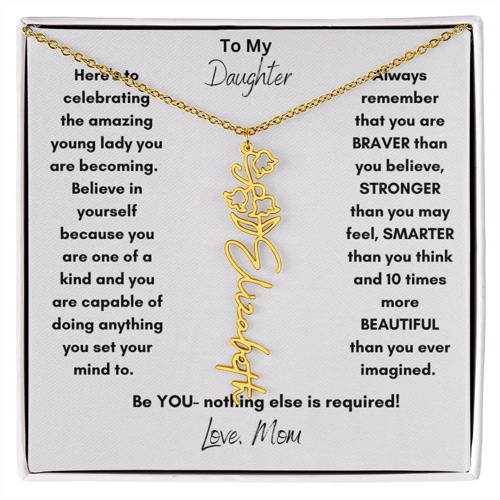 Daughter Gifts| Flower Name Necklace: A Personalized Gift of Love from Mom