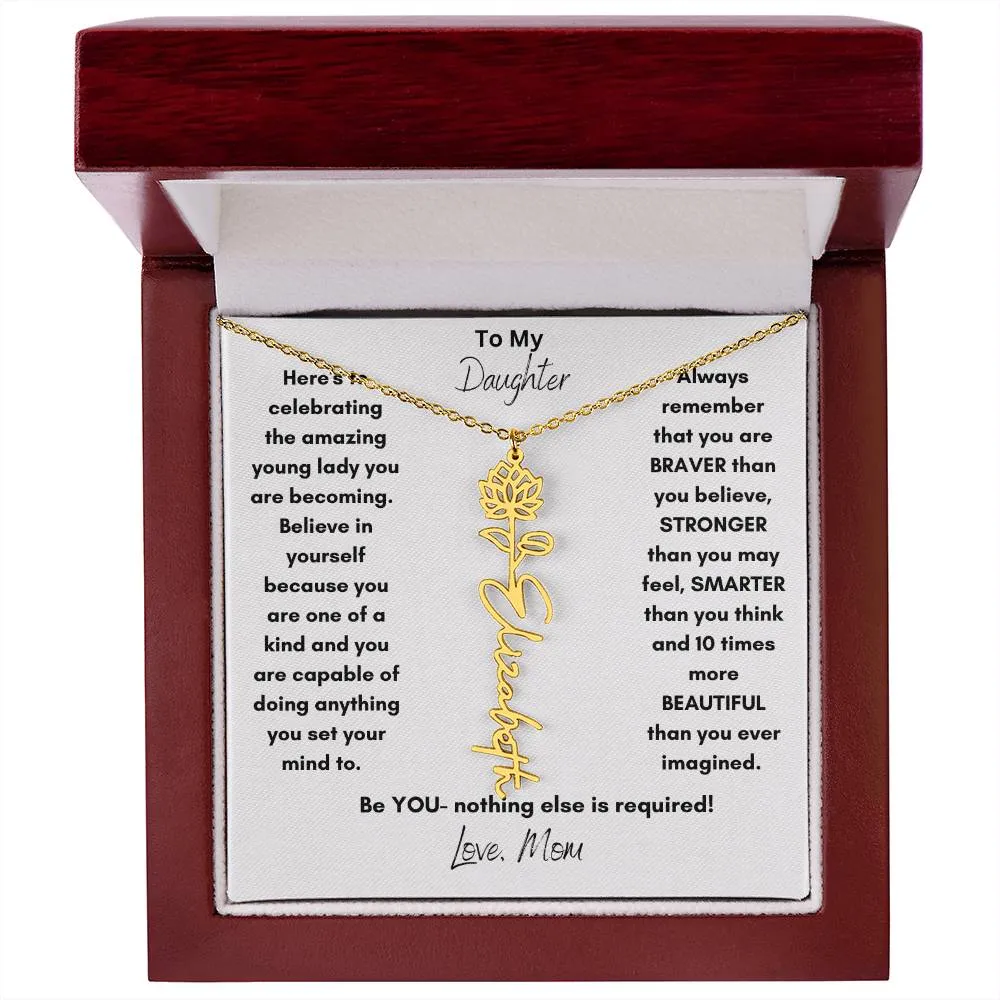 Daughter Gifts| Flower Name Necklace: A Personalized Gift of Love from Mom