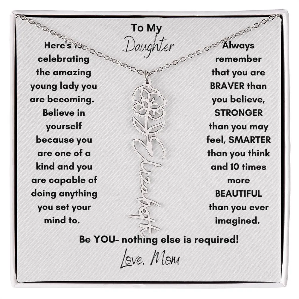 Daughter Gifts| Flower Name Necklace: A Personalized Gift of Love from Mom