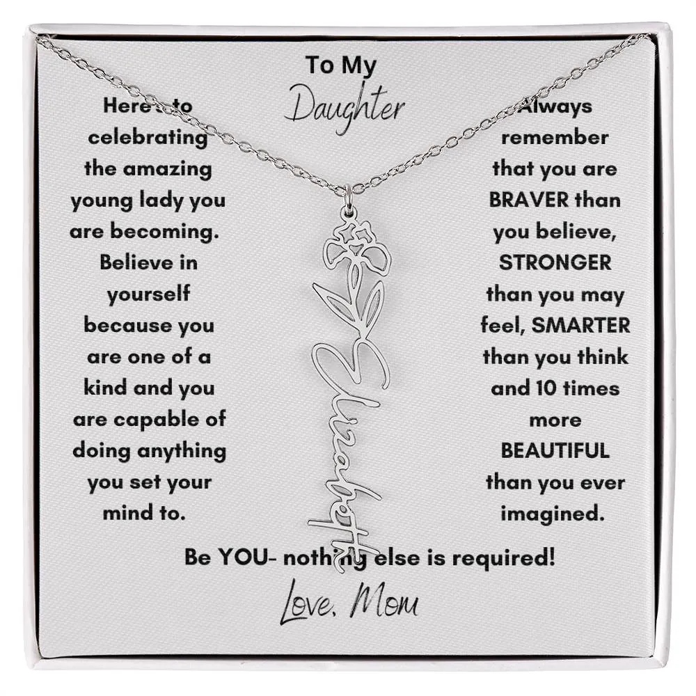 Daughter Gifts| Flower Name Necklace: A Personalized Gift of Love from Mom